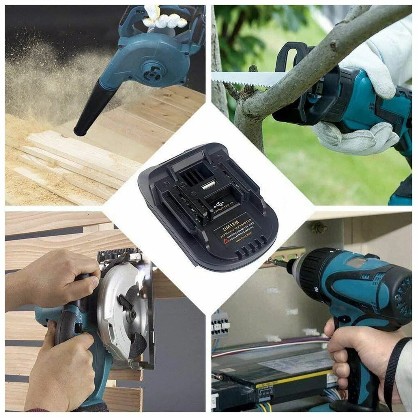 USB Battery Adapter Converter for 20V DEWALT Milwaukee M18 Convert to Makita 18V