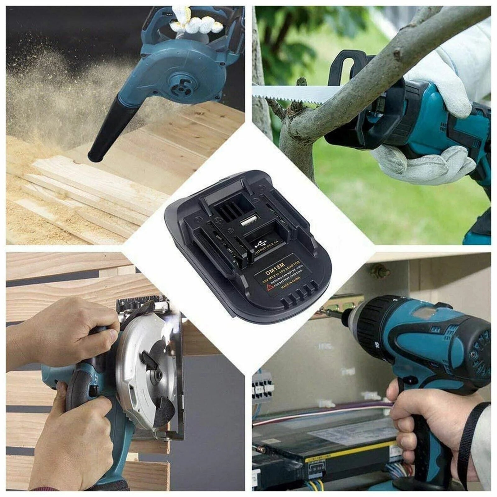 USB Battery Adapter Converter for 20V DEWALT Milwaukee M18 Convert to Makita 18V