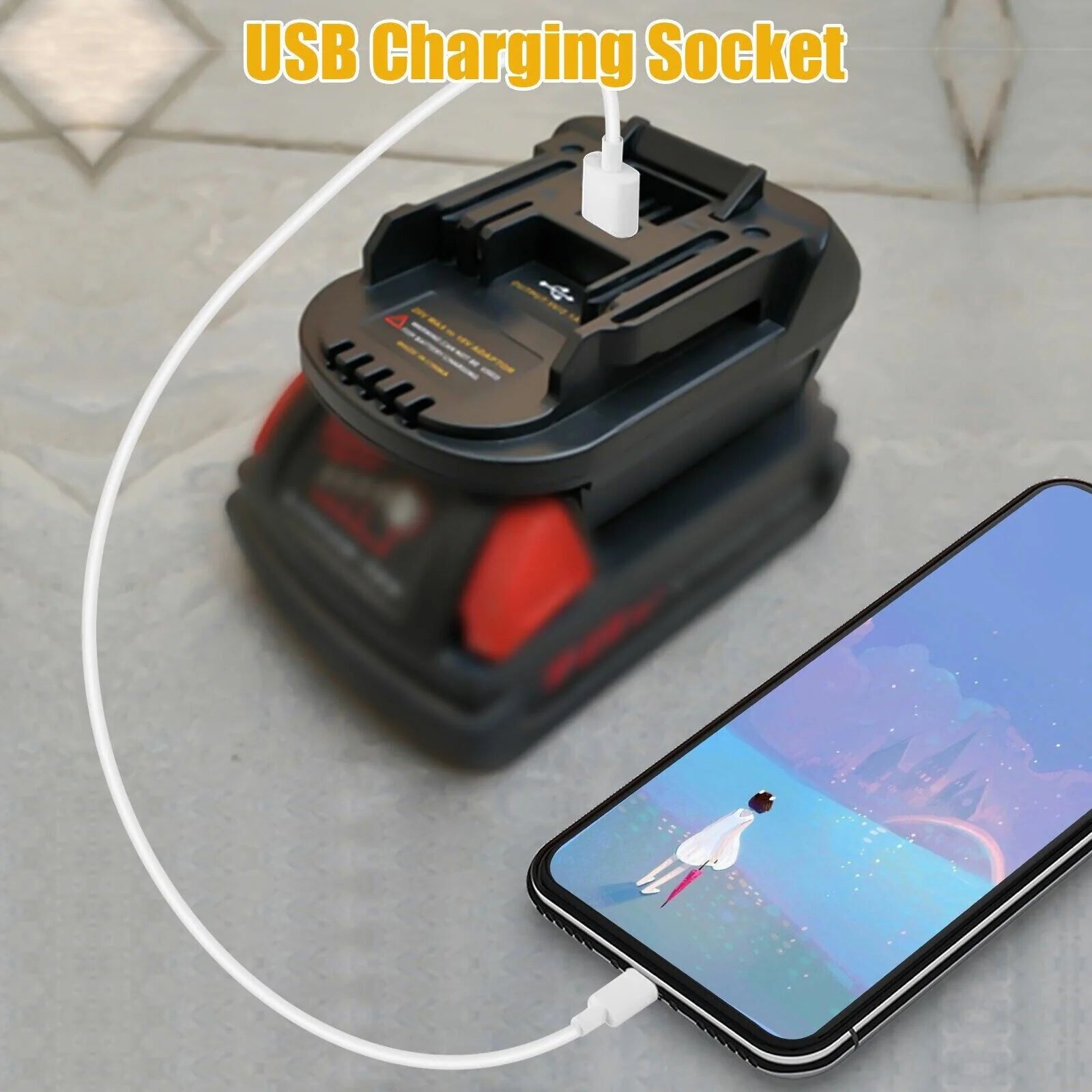 USB Battery Adapter Converter for 20V DEWALT Milwaukee M18 Convert to Makita 18V